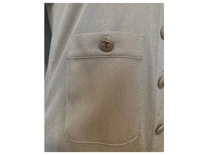 Chanel Abito in jersey con bottoni frontali beige/oro D'oro - vista 6