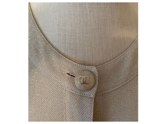 Chanel Abito in jersey con bottoni frontali beige/oro D'oro - vista 7