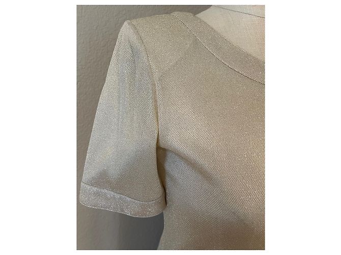 Chanel Abito in jersey con bottoni frontali beige/oro D'oro - vista 8