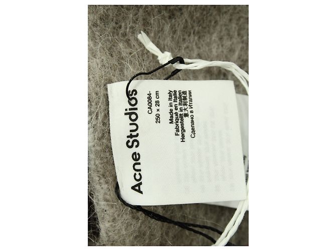Acne Studios Checked Fringed Scarf in Brown Alpaca - view 3