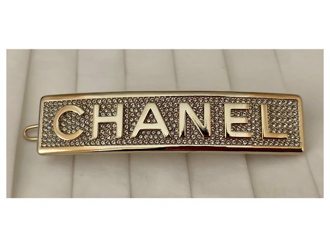 Fermaglio per capelli con strass in metallo color oro Chanel D'oro - vista 2