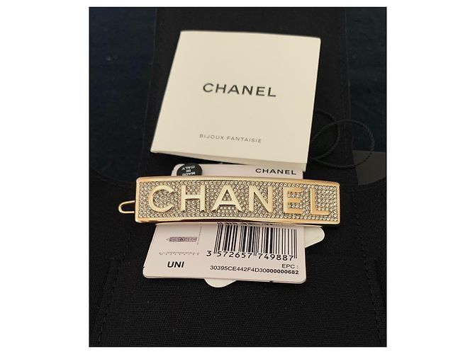 Fermaglio per capelli con strass in metallo color oro Chanel D'oro - vista 8
