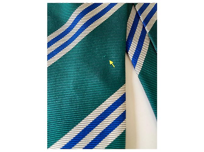 Autre Marque Cravatta Gilles de Prince in seta intrecciata - Nuovo Blu Crema Verde scuro - vista 7