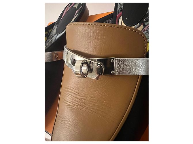Hermès Hermes Oz Maultiere Braun Schwarz Silber Cognac Silber Hardware - Ansicht 3