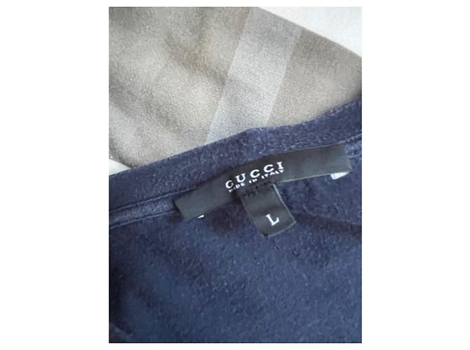 T-shirt Gucci in cotone blu navy da uomo - vista 3