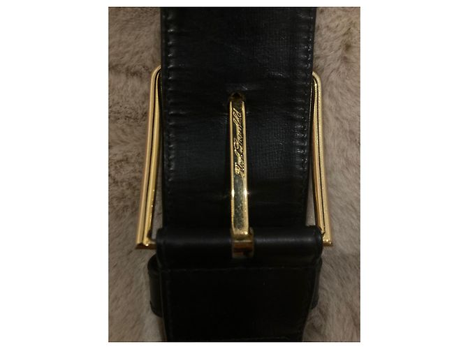 Karl Lagerfeld Ledergürtel Schwarz Goldfarben Golden - Ansicht 4