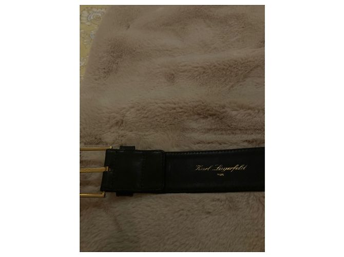 Karl Lagerfeld Ledergürtel Schwarz Goldfarben Golden - Ansicht 5