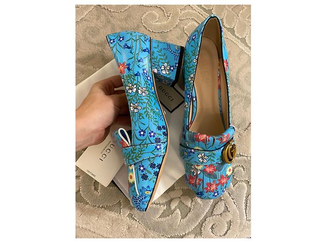 Décolleté Gucci Blu Pelle 39 - vista 3