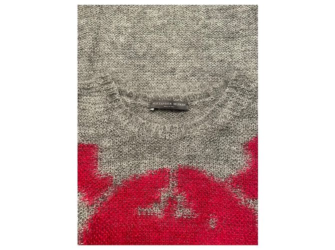 Suéter Alexander McQueen Vermelho e Cinza de Mohair e Lã - vista 3