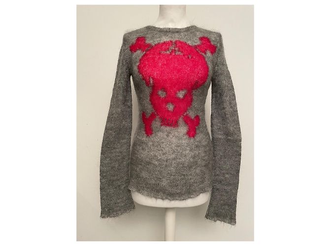 Suéter Alexander McQueen Vermelho e Cinza de Mohair e Lã - vista 7