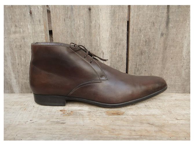 Santoni Chukka Boots Dark Brown Leather 41 - view 2