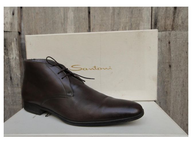 Santoni Chukka Boots Dark Brown Leather 41 - view 3