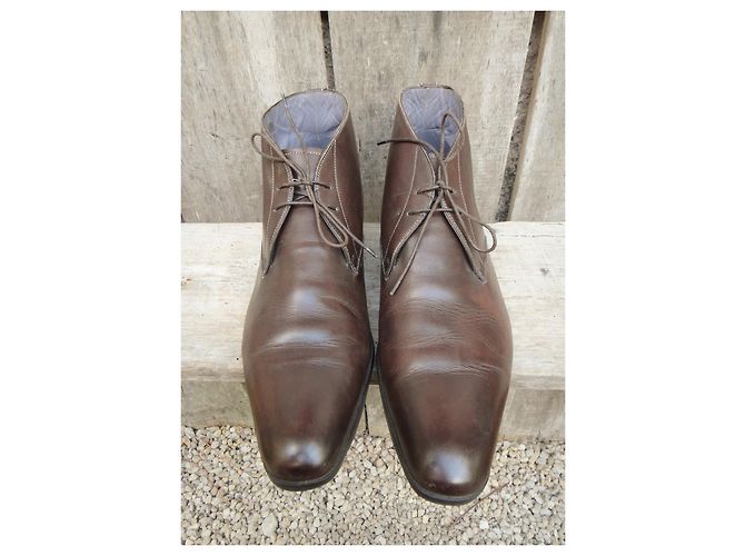 Santoni Chukka Boots Dark Brown Leather 41 - view 4