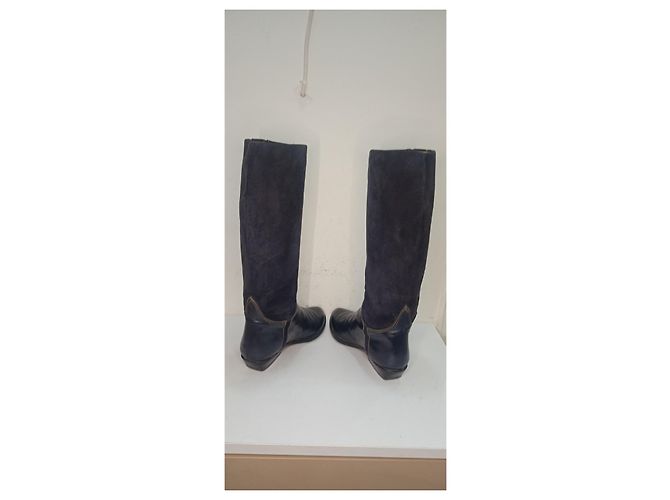 Autre Marque Stivali in scamosciato e pelle blu navy - vista 6