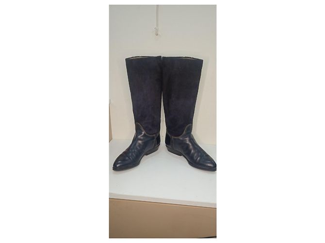 Autre Marque Stivali in scamosciato e pelle blu navy - vista 7