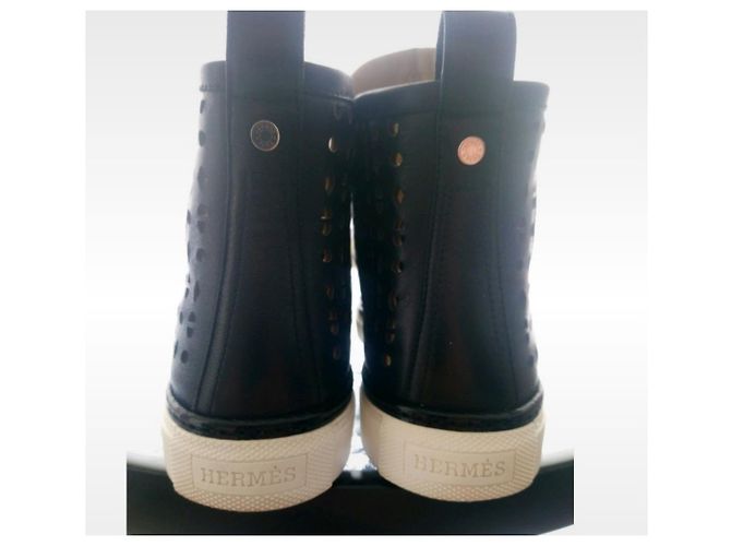 Sneakers Hermès Jimmy in pelle nera Nero - vista 6