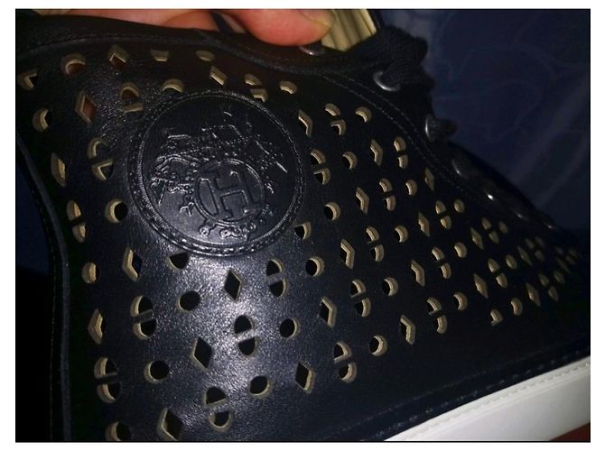 Sneakers Hermès Jimmy in pelle nera Nero - vista 7