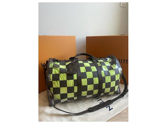 Montsouris Louis Vuitton KEEPALL 50 AVEC BANDOULIÈRE Monogram Chess Marron - vue 10
