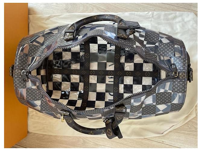 Montsouris Louis Vuitton KEEPALL 50 AVEC BANDOULIÈRE Monogram Chess Marron - vue 4