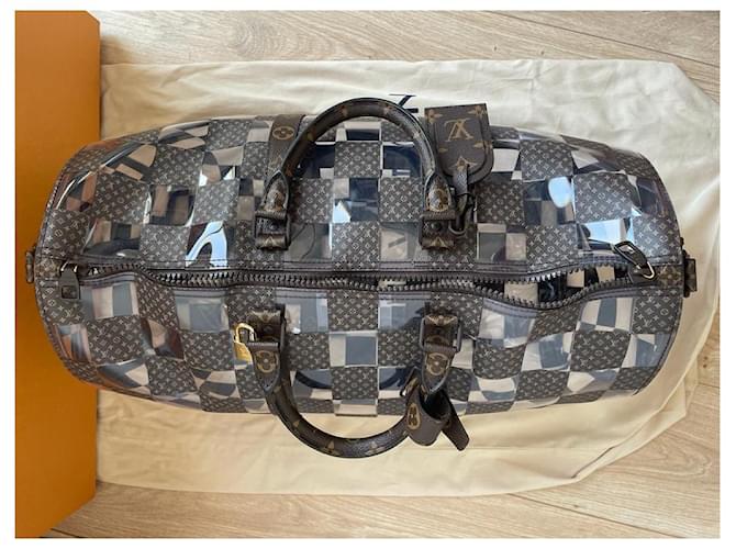 Montsouris Louis Vuitton KEEPALL 50 AVEC BANDOULIÈRE Monogram Chess Marron - vue 5