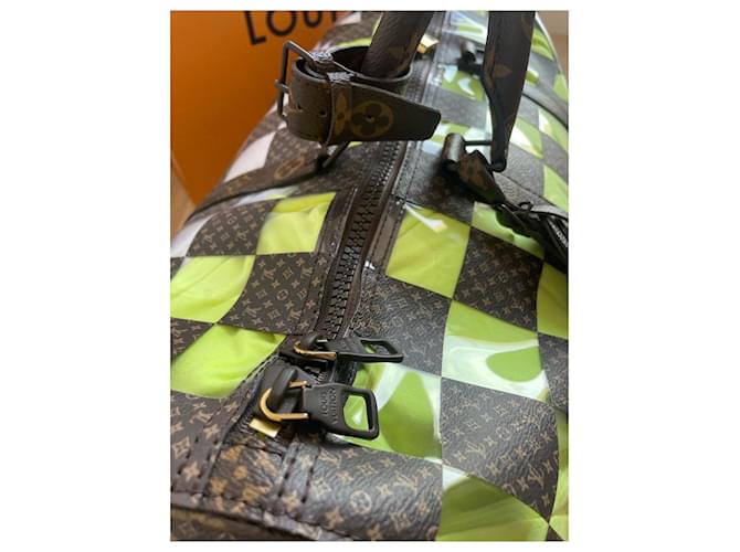Montsouris Louis Vuitton KEEPALL 50 AVEC BANDOULIÈRE Monogram Chess Marron - vue 7
