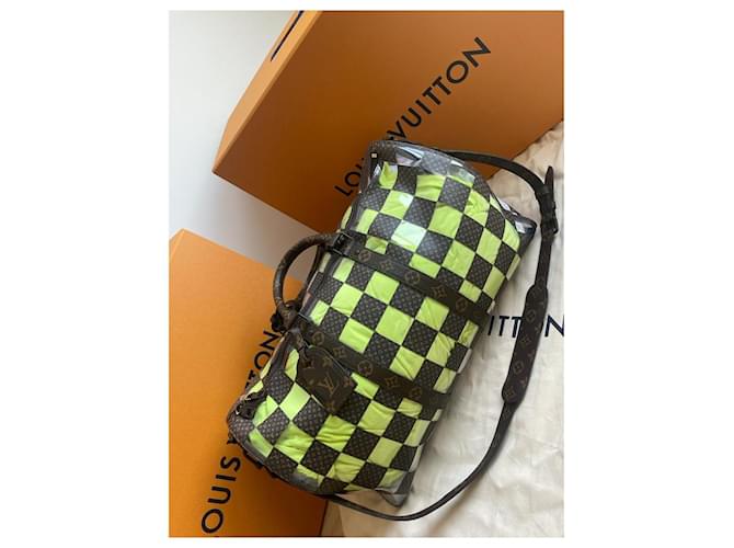 Montsouris Louis Vuitton KEEPALL 50 AVEC BANDOULIÈRE Monogram Chess Marron - vue 9
