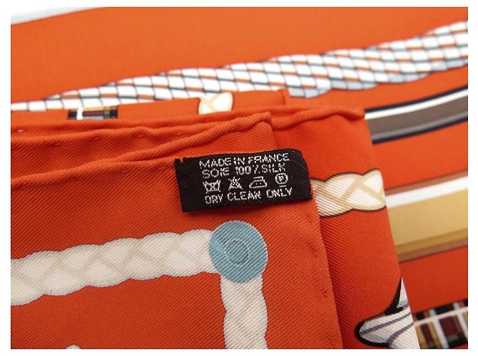 Hermès SCIARPA HERMES LES CANNES IN SETA QUADRATA ARANCIO 90 SCIARPA IN SETA CM + SCATOLA Arancione - vista 10