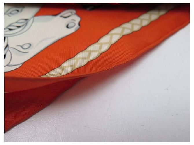 Hermès SCIARPA HERMES LES CANNES IN SETA QUADRATA ARANCIO 90 SCIARPA IN SETA CM + SCATOLA Arancione - vista 11
