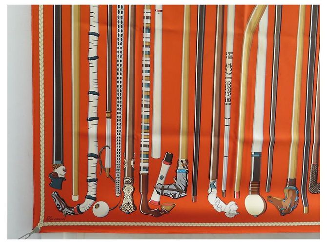 Hermès SCIARPA HERMES LES CANNES IN SETA QUADRATA ARANCIO 90 SCIARPA IN SETA CM + SCATOLA Arancione - vista 2