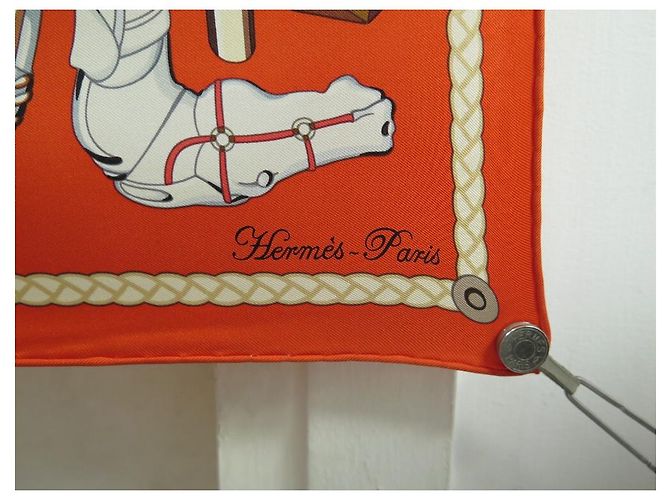 Hermès SCIARPA HERMES LES CANNES IN SETA QUADRATA ARANCIO 90 SCIARPA IN SETA CM + SCATOLA Arancione - vista 4