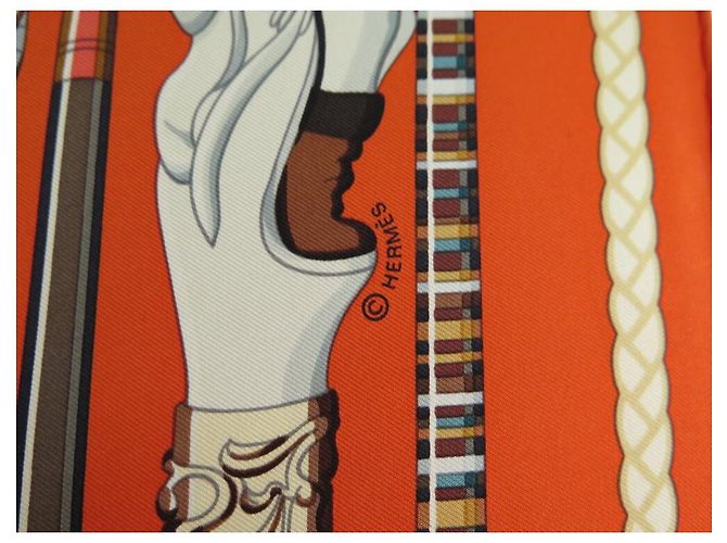 Hermès SCIARPA HERMES LES CANNES IN SETA QUADRATA ARANCIO 90 SCIARPA IN SETA CM + SCATOLA Arancione - vista 5