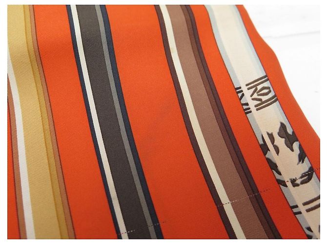 Hermès SCIARPA HERMES LES CANNES IN SETA QUADRATA ARANCIO 90 SCIARPA IN SETA CM + SCATOLA Arancione - vista 8