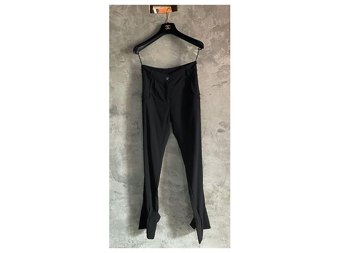 Calça Chanel preta de lã com laços Preto - vista 2