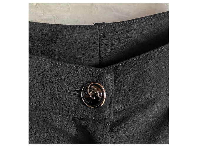 Calça Chanel preta de lã com laços Preto - vista 6