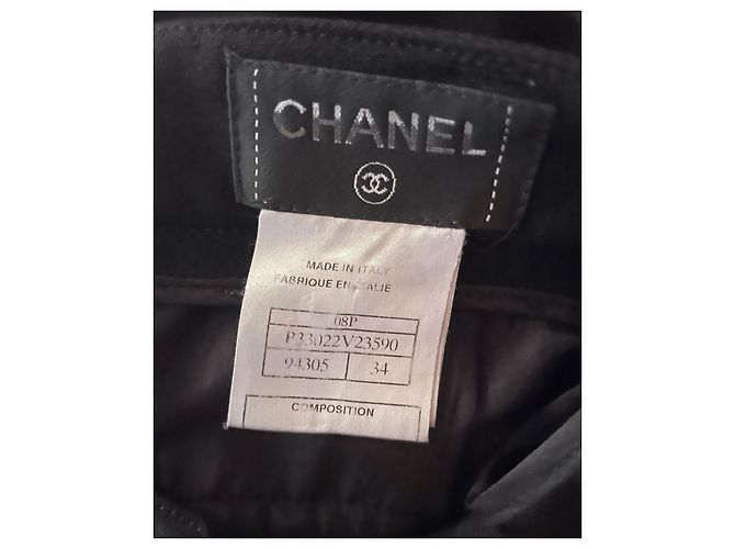 Calça Chanel preta de lã com laços Preto - vista 7