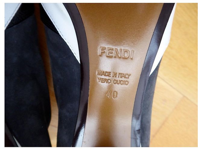 Fendi ankle boots from leather, suede with elastic inserts Black White Grey - view 13