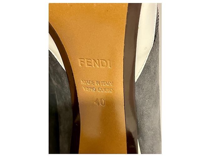 Fendi ankle boots from leather, suede with elastic inserts Black White Grey - view 7