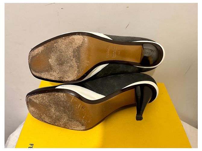 Fendi ankle boots from leather, suede with elastic inserts Black White Grey - view 8
