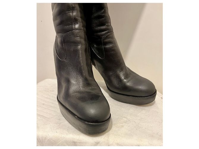Yves Saint Laurent Stivali al ginocchio vintage YSL Rive Gauche Nero - vista 12