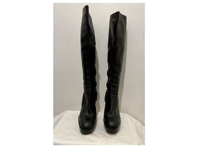 Yves Saint Laurent Stivali al ginocchio vintage YSL Rive Gauche Nero - vista 2