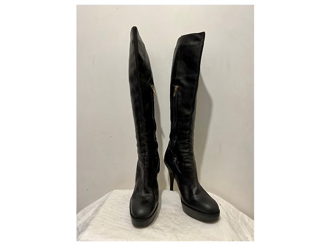 Yves Saint Laurent Stivali al ginocchio vintage YSL Rive Gauche Nero - vista 3
