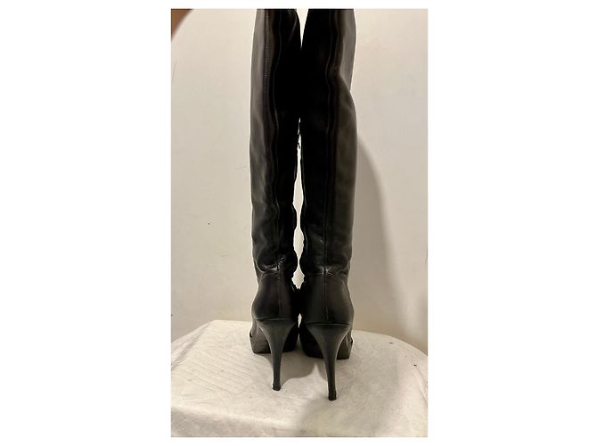 Yves Saint Laurent Stivali al ginocchio vintage YSL Rive Gauche Nero - vista 4
