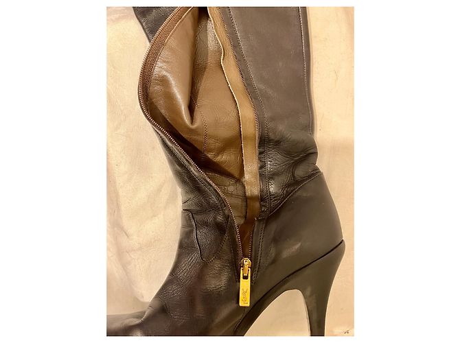 Yves Saint Laurent Stivali al ginocchio vintage YSL Rive Gauche Nero - vista 7