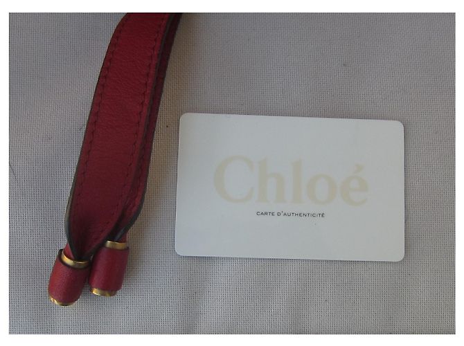 Borsa a mano Chloé Marcie grande in pelle martellata rosso scuro Bordò - vista 10