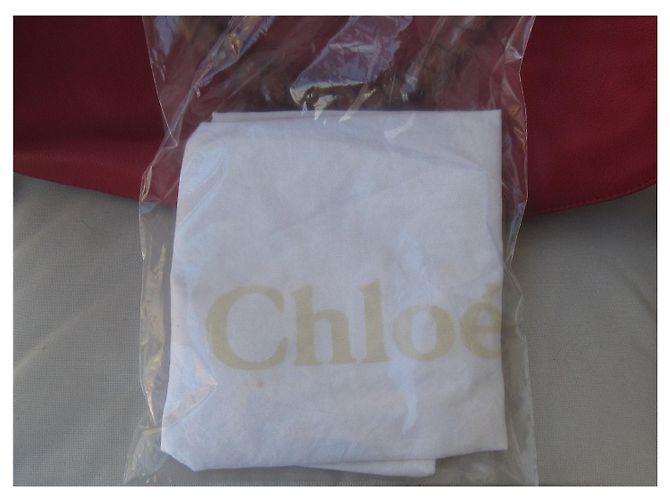 Borsa a mano Chloé Marcie grande in pelle martellata rosso scuro Bordò - vista 17