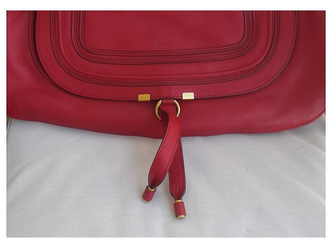 Borsa a mano Chloé Marcie grande in pelle martellata rosso scuro Bordò - vista 4