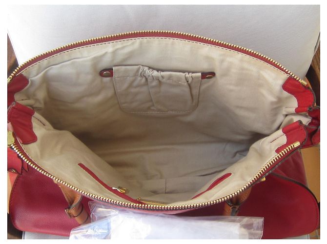 Borsa a mano Chloé Marcie grande in pelle martellata rosso scuro Bordò - vista 8