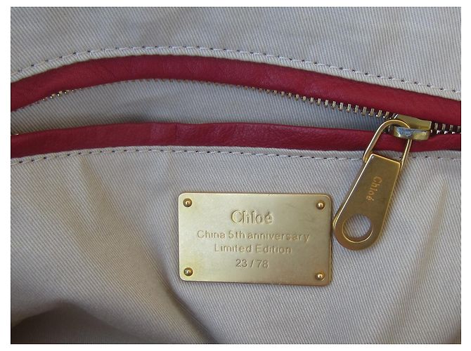Borsa a mano Chloé Marcie grande in pelle martellata rosso scuro Bordò - vista 9