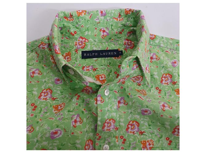 Ralph Lauren Top de Algodón Verde con Estampado Floral Multicolor - vista 6