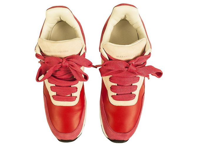 ALEXANDER MCQUEEN Baskets Basses Oversize Runner JOEY Rouge & rose layette taille 37,5 - vue 2